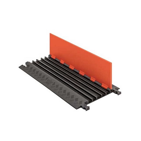 Cable Protector, 1-1/4 in H, 36 in L, 16-7/8 in W, 5 Channel, Polyurethane, Black, Orange